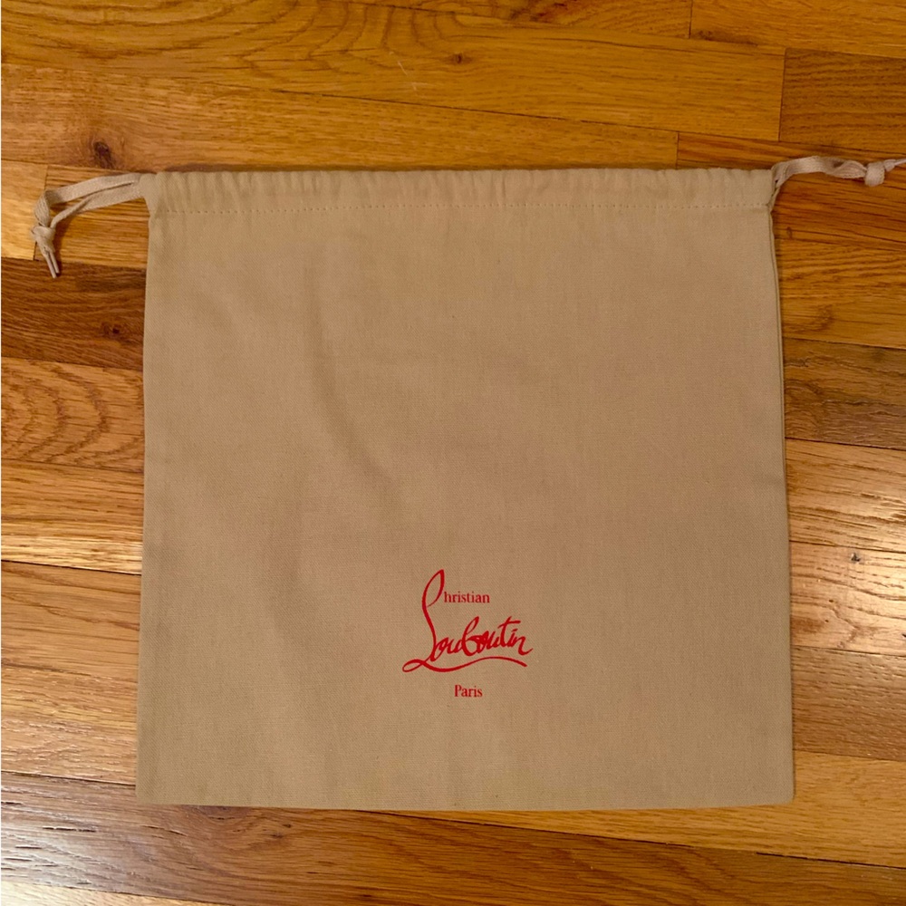 Large Christian Louboutin Canvas Drawstring Beige Dust Bag